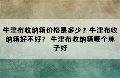 牛津布收纳箱价格是多少？牛津布收纳箱好不好？ 牛津布收纳箱哪个牌子好